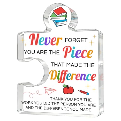 Teacher Appreciation Acrylic Puzzle Gift - Than Made the Difference - 4x4 Inch