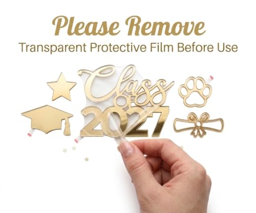Mirror Gold Graduation Cap & Diploma Acrylic Cutouts Set - Class of 2027, 10 pcs Variation of Mirror Gold / 10PCS