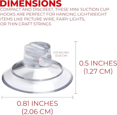 48 Pack Clear Suction Cup Hooks for String Lights & Home Decor