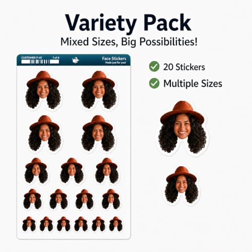 Custom Photo Face Stickers with Optional Hats for Party Favors