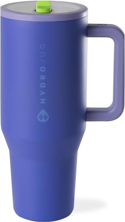 HydroJug Traveler 40 Oz Water Bottle - Leak Resistant, Insulated with Handle & Flip Straw - Lime Rickey