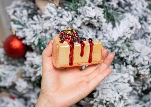 2PCS Hanging Glass Cheesecake Christmas Ornaments for Tree Decor