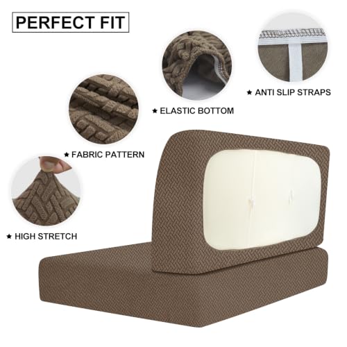 RV Couch Cover Set for Sofa Bed - 2 Piece with Pillow Covers - Brown