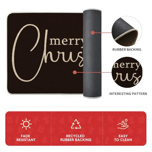 Christmas Tree Kitchen Mats Set of 2 - Black Xmas Tree Holiday Decor, 17x29 & 17x47 Inches