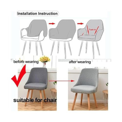 2/4 Pack Curved Back Bar Stool Slipcovers with Arms - Nordic Style