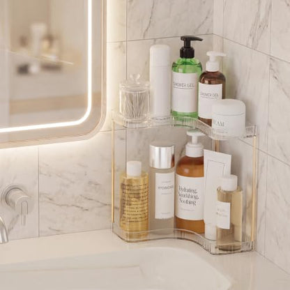 Bathroom Counter Organizer 2-Tier Corner Shelf - Clear / 2-Tier