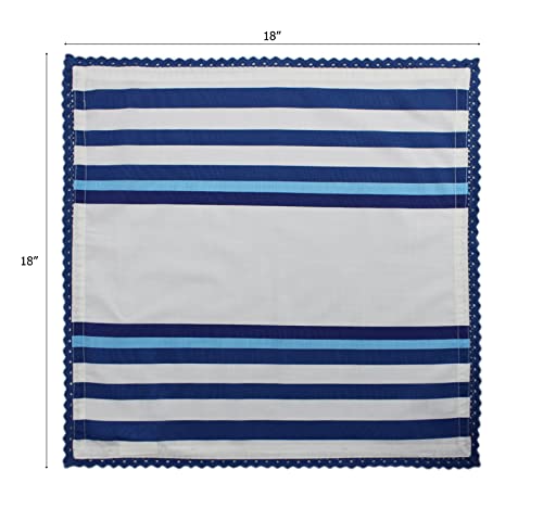 Blue Lace Cloth Napkins Set of 12 - 18x18 Inch Cotton Dinner Napkins