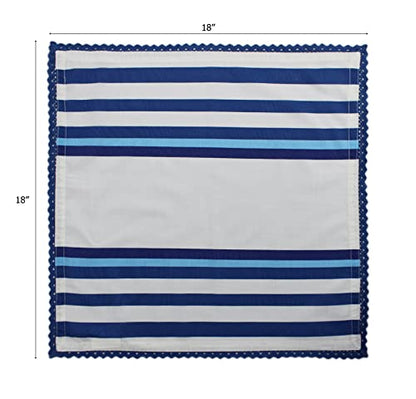 Blue Lace Cloth Napkins Set of 12 - 18x18 Inch Cotton Dinner Napkins