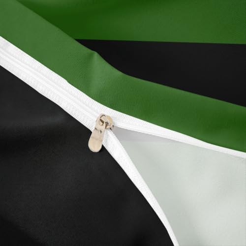 Green Black Duvet Cover Queen Size Bedding Set Stripes Geometric No Comforter Zipper Closure