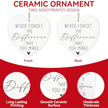 Heart-Shaped Thank You Gifts Ceramic Ornament for Christmas & Home Decor