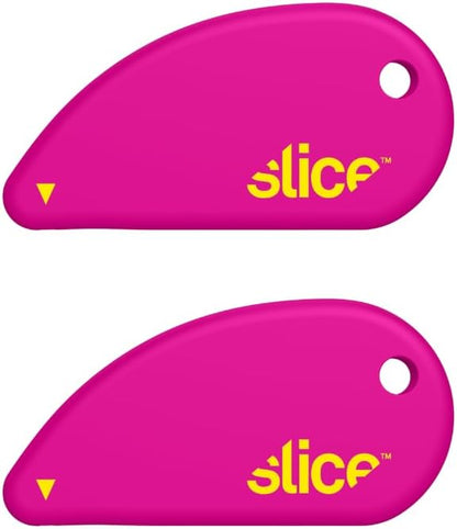 Slice Micro Safety Cutter - Safe Ceramic Box Cutter Lasts 11X Longer Than Metal | Keychain Opener | 2 Pack | Fuchsia
