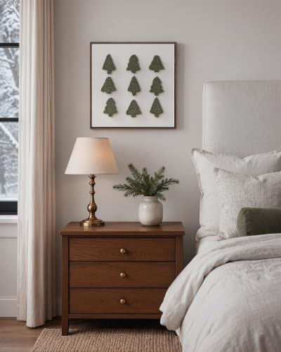 Wood Framed 3D Textured Christmas Tree Wall Art Decor - Pine Forest / 19.2"L x 19.2"W