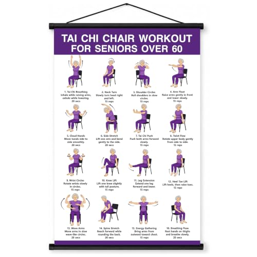 Tai Chi Chair Workout Chart for Seniors - Purple Wall Poster