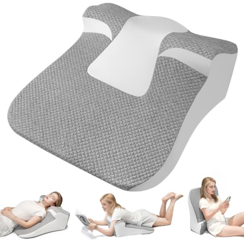 Gray Snoring Pillow with Memory Foam Support for Sleep Apnea & Side Sleepers