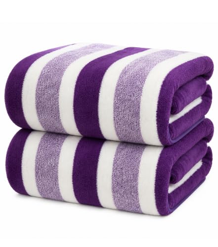 Purple Bath Sheets 2 Pack - Extra Large Microfiber Towels for Pool & Gym