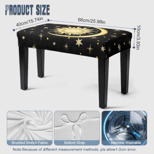 Sun and Moon Piano Bench Cushion Cover - Small, Breathable & Elastic