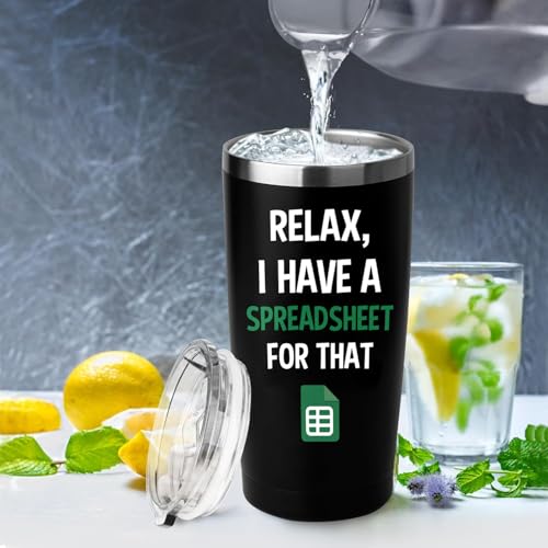 Spreadsheet Tumbler - 20oz Insulated Stainless Steel Mug for Accountants - Funny Gift for Boss, Coworker, Mentor