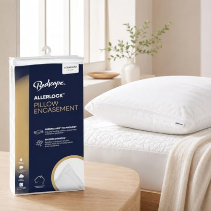 Waterproof Pillow Encasement Queen with Allergen Blocker & Secure Zipper