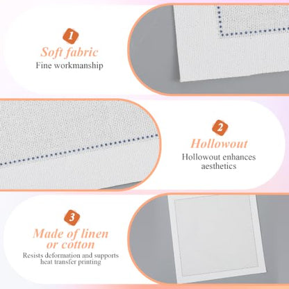 8 Pack White Linen Cocktail Napkins for Weddings & Bars - Elegant Cotton Cloth