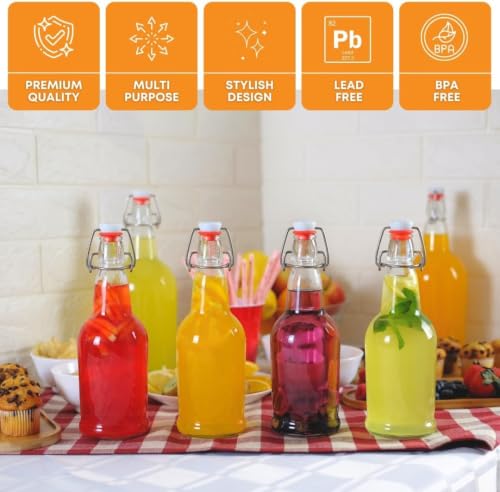 FastRack 33oz Clear Glass Swing Top Bottle - Pack of 1, Regular Flip Top