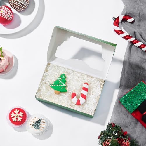 24PCS Christmas Cookie Gift Boxes with Clear Windows - Multiple Colors, 7x4.3x1.5 Inches