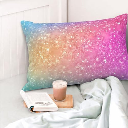 Fun Rainbow Pink Pillow Protectors 14x20inch - Decorative Soft Fleece Cover