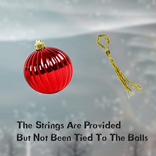 Christmas Ball Ornaments Set - Red 1.57" Pre-Strung Holiday Decorations, 34 Pack