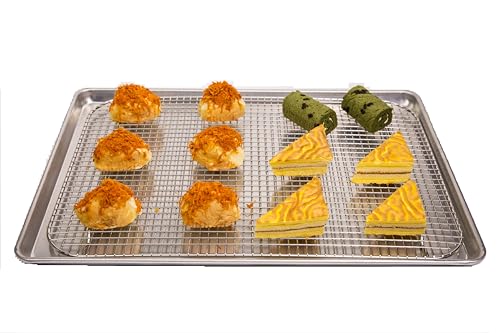 MASTERRACK Jelly Roll Pan Stainless Steel Cooling Rack and Wire Grate Heavy Duty (10"X14.75"X0.7")