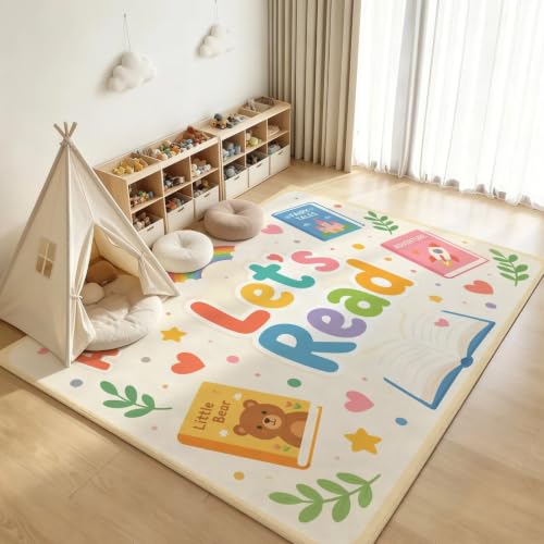 Kids Reading Rug 5x7 Learning Floor Mat Classroom Playroom Non-Slip Carpet