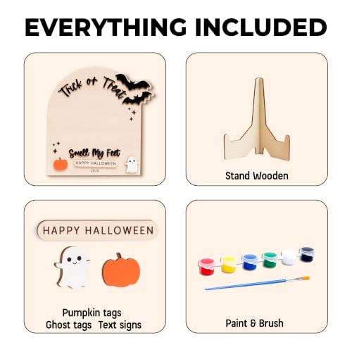 Trick or Treat Wooden Halloween Sign with Stand - Baby First Halloween Decor
