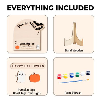 Trick or Treat Wooden Halloween Sign with Stand - Baby First Halloween Decor