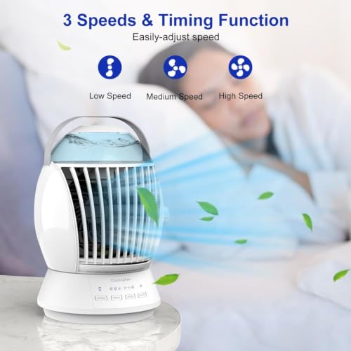 White Portable Air Conditioner, 3-in-1 Evaporative Cooler Mini AC for Room Car Office