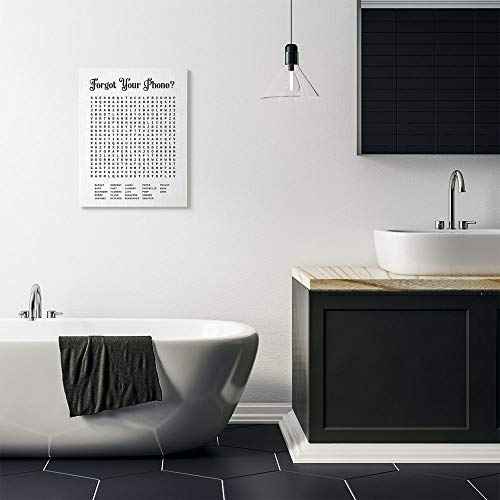 Stupell Industries Phone Crossword Puzzle Bathroom Word Design Canvas Wall Art, 24 x 30, Multi-Color