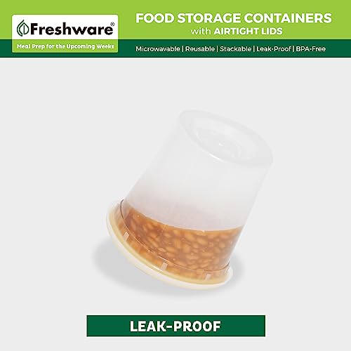 Freshware Food Storage Containers [240 Set] 24 oz Plastic Deli Containers with Lids, Slime, Soup, Meal Prep Containers | BPA Free | Stackable | Leakproof | Microwave/Dishwasher/Freezer Safe