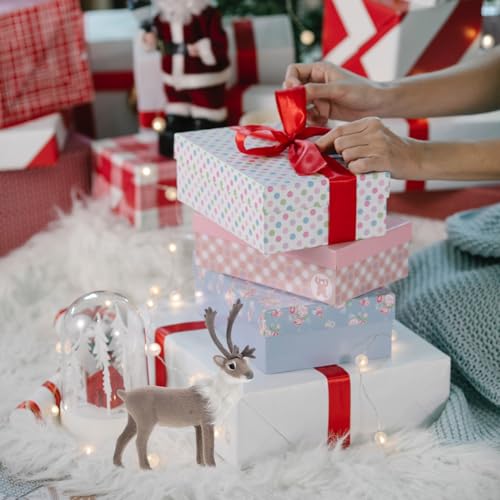 Christmas Reindeer Deer Figurine Ornament - Festive Holiday Decor for Tabletop & Shelf