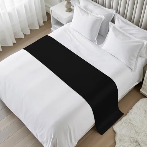 102x20 Inch Black Satin Bed Runner for Cal King Size Bed - Modern Farmhouse Decor