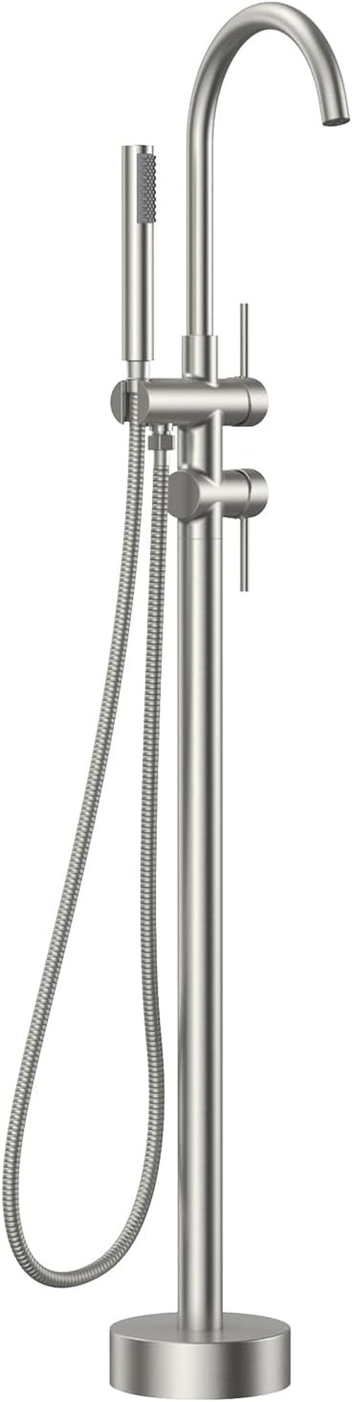 FORIOUS Freestanding Tub Faucet - High Flow Brass Bathtub Filler with Handheld Shower | Brushed Nickel