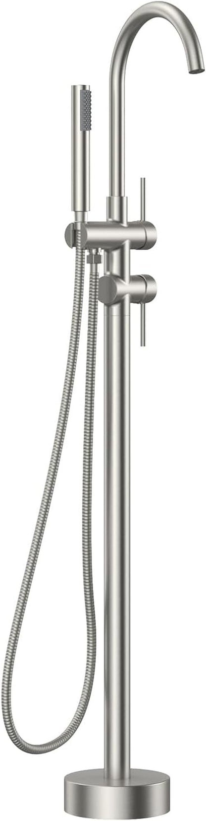 FORIOUS Freestanding Tub Faucet - High Flow Brass Bathtub Filler with Handheld Shower | Brushed Nickel