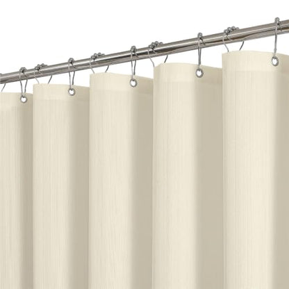 2-in-1 Waterproof Textured Fabric Shower Curtain - Cream, 72x72 Inches, Pack of 1