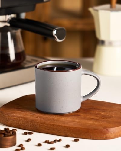 Dark Gray Famiware Coffee Mug Set of 6, 14oz Ceramic Cups for Hot Drinks