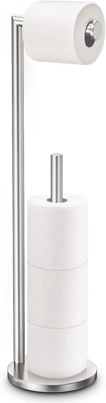 Bathth Toilet Paper Holder Stand - Brushed Nickel Free Standing Design | Stylish Bathroom Storage