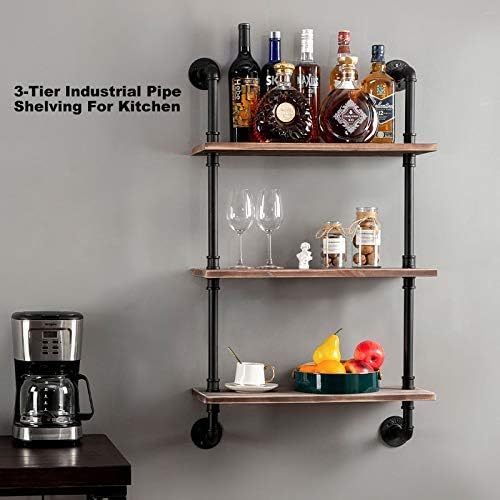 ROGMARS 3-Tier Floating Shelf - Real Pine Wood, Industrial Retro Style | 20"x7.87"x41.3" for Bathroom & Kitchen