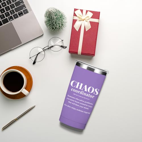 Purple Chaos Coordinator Tumbler with Thank You Gifts - Stainless Steel Insulated Mug