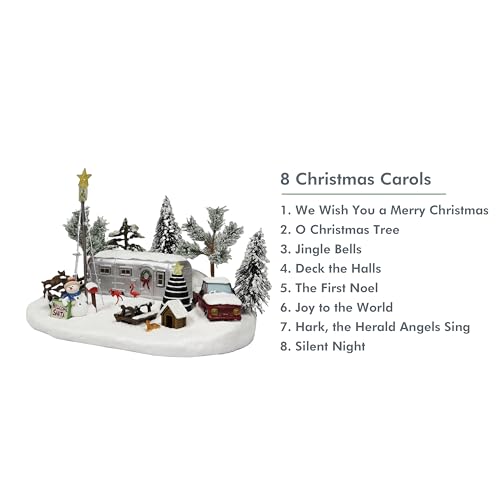 Musical LED Christmas Camper Scene Decor - Holiday Village Display