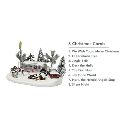 Musical LED Christmas Camper Scene Decor - Holiday Village Display