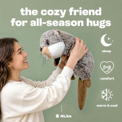 Large Weighted Beaver Plush Toy with Removable Heating Pad - 18 Inch Cozy Woodland Animal