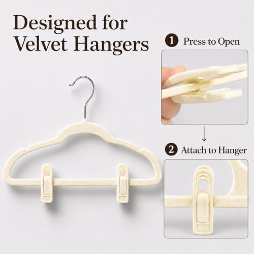 24 Pack Velvet Hanger Clips for Velvet Hangers - Beige