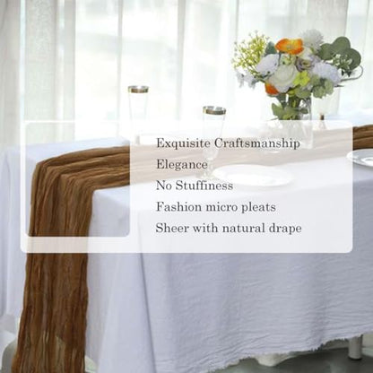 Brown Cheesecloth Table Runner 21x120 Inches - 3 Pack, Wedding & Party Decor