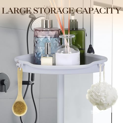 4-Tier Tension Pole Shower Caddy – Adjustable Bathroom Organizer, White