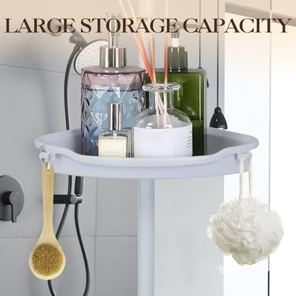 4-Tier Tension Pole Shower Caddy – Adjustable Bathroom Organizer, White